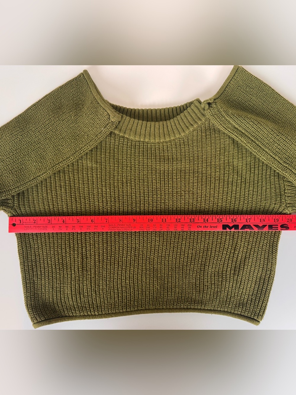 Wild Fable XS Olive Green Cropped Ribbed Knit Sweater Y2K Long Sleeve Pullover - Picture 5 of 8
